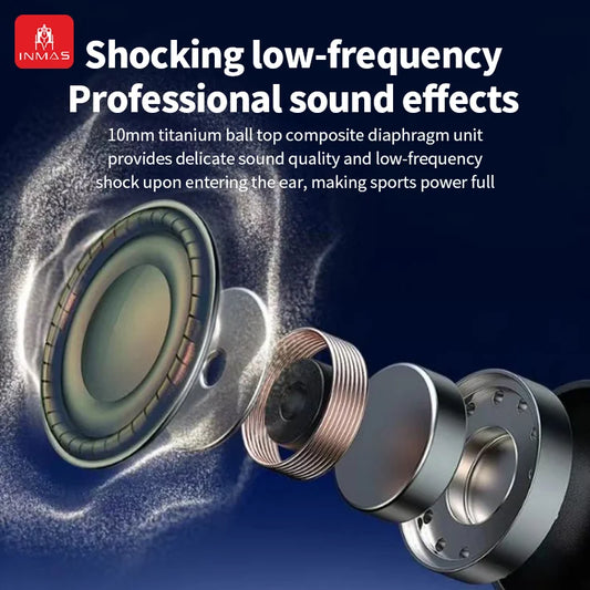 INMAS ENC BS09 Neckband Wireless Earphones Bluetooth Noise Cancelling Headphones Sweatproof Sports Headset Fast Charge Earbuds