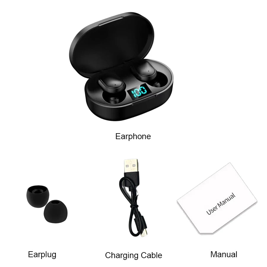 E6S TWS Bluetooth Earphones Wireless Bluetooth Headset Noise Cancelling Headsets With Microphone Headphones For Xiaomi iphone