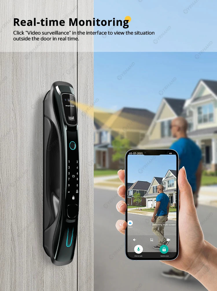 Serrure Connectée Bio-Futur v1 : Reconnaissance Faciale 3D & Paume de Main – Sécurité Absolue sans Clé